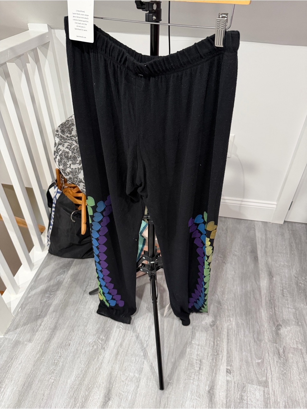 Lauren Moshi Black Joggers with hearts
